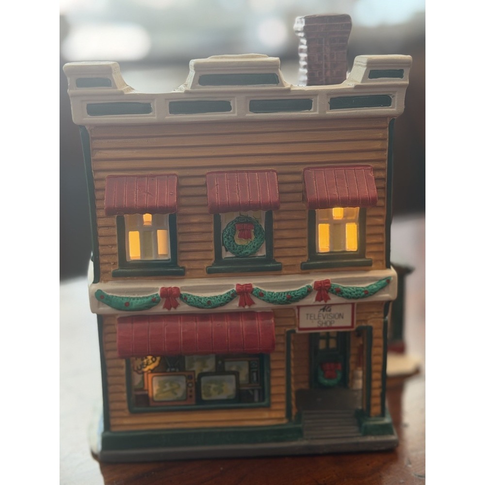 Vintage Dept 56 Original Snow Village Al's TV Shop #54232 Lighted MCM